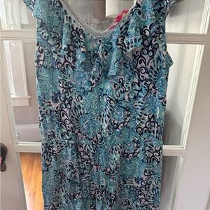 Lilly Pulitzer Aqua and Navy Swirl Dress